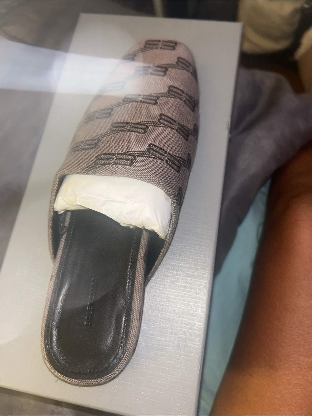 Monogram Slip-On mink grey and brown